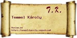 Temmel Károly névjegykártya